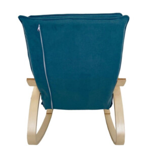 Πολυθρόνα Κουνιστή ArteLibre LUNDRA Μπλε/Φυσικό Ύφασμα/Ξύλο 67x127x91cm - Image 5