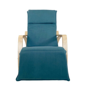 Πολυθρόνα Κουνιστή ArteLibre LUNDRA Μπλε/Φυσικό Ύφασμα/Ξύλο 67x127x91cm - Image 6