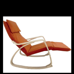 Πολυθρόνα Κουνιστή ArteLibre LUNDRA Πορτοκαλί/Φυσικό Ύφασμα/Ξύλο 67x127x91cm - Image 3