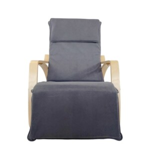 Πολυθρόνα Κουνιστή ArteLibre LUNDRA Γκρι/Φυσικό Ύφασμα/Ξύλο 67x127x91cm - Image 4