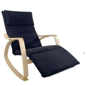 Πολυθρόνα Κουνιστή ArteLibre LUNDRA Μαύρο/Φυσικό Ύφασμα/Ξύλο 67x127x91cm - Image 2