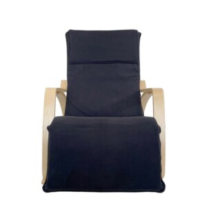 Πολυθρόνα Κουνιστή ArteLibre LUNDRA Μαύρο/Φυσικό Ύφασμα/Ξύλο 67x127x91cm - Image 5