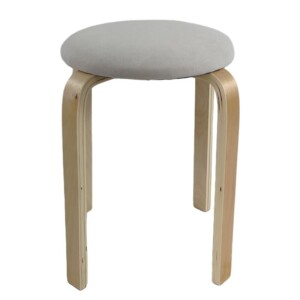 Σκαμπό ArteLibre MILOA Mπεζ/Φυσικό Ύφασμα/Ξύλο 42x42x45cm - Image 2