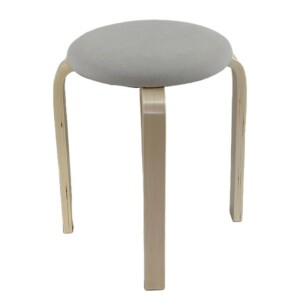 Σκαμπό ArteLibre MILOA Mπεζ/Φυσικό Ύφασμα/Ξύλο 42x42x45cm - Image 3