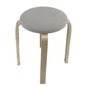 Σκαμπό ArteLibre MILOA Mπεζ/Φυσικό Ύφασμα/Ξύλο 42x42x45cm - Image 4