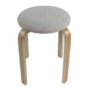 Σκαμπό ArteLibre MILOA Mπεζ/Φυσικό Ύφασμα/Ξύλο 42x42x45cm - Image 5