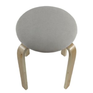 Σκαμπό ArteLibre MILOA Mπεζ/Φυσικό Ύφασμα/Ξύλο 42x42x45cm - Image 6