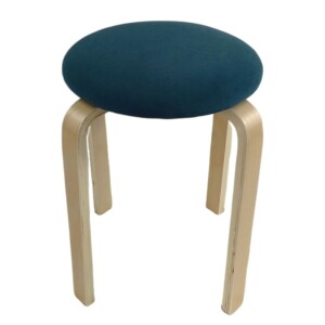 Σκαμπό ArteLibre MILOA Μπλε/Φυσικό Ύφασμα/Ξύλο 42x42x45cm - Image 2