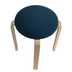 Σκαμπό ArteLibre MILOA Μπλε/Φυσικό Ύφασμα/Ξύλο 42x42x45cm - Image 3