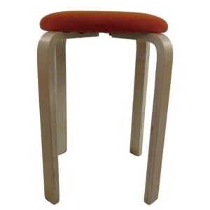 Σκαμπό ArteLibre MILOA Πορτοκαλί/Φυσικό Ύφασμα/Ξύλο 42x42x45cm - Image 2