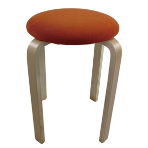 Σκαμπό ArteLibre MILOA Πορτοκαλί/Φυσικό Ύφασμα/Ξύλο 42x42x45cm - Image 3