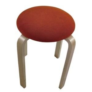 Σκαμπό ArteLibre MILOA Πορτοκαλί/Φυσικό Ύφασμα/Ξύλο 42x42x45cm - Image 4