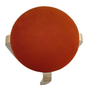 Σκαμπό ArteLibre MILOA Πορτοκαλί/Φυσικό Ύφασμα/Ξύλο 42x42x45cm - Image 5