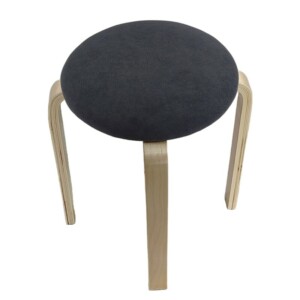 Σκαμπό ArteLibre MILOA Γκρι/Φυσικό Ύφασμα/Ξύλο 42x42x45cm - Image 3