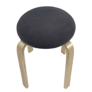 Σκαμπό ArteLibre MILOA Γκρι/Φυσικό Ύφασμα/Ξύλο 42x42x45cm - Image 4