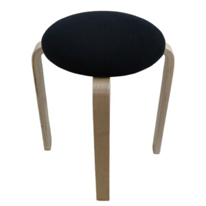 Σκαμπό ArteLibre MILOA Μαύρο/Φυσικό Ύφασμα/Ξύλο 42x42x45cm - Image 2