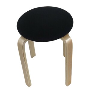 Σκαμπό ArteLibre MILOA Μαύρο/Φυσικό Ύφασμα/Ξύλο 42x42x45cm - Image 3