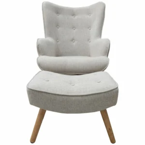 Πολυθρόνα ArteLibre AMARANTHUS Με Υποπόδιο Μπεζ 98x70x77cm - Image 3