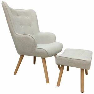 Πολυθρόνα ArteLibre AMARANTHUS Με Υποπόδιο Μπεζ 98x70x77cm