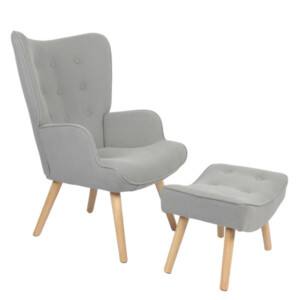 Πολυθρόνα ArteLibre AMARANTHUS Με Υποπόδιο Γκρι 98x70x77cm