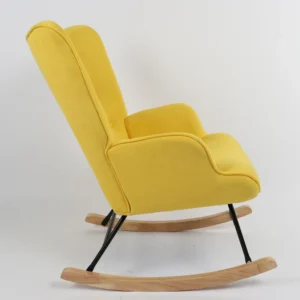 Πολυθρόνα Κουνιστή ArteLibre CANDY CANE Κίτρινο Ύφασμα/Μέταλλο/Ξύλο 91x67x86cm - Image 2