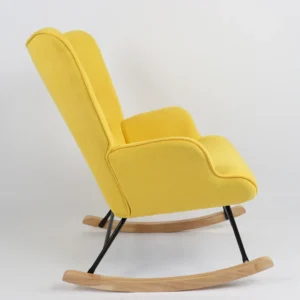 Πολυθρόνα Κουνιστή ArteLibre CANDY CANE Κίτρινο Ύφασμα/Μέταλλο/Ξύλο 91x67x86cm - Image 3