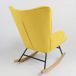 Πολυθρόνα Κουνιστή ArteLibre CANDY CANE Κίτρινο Ύφασμα/Μέταλλο/Ξύλο 91x67x86cm - Image 4