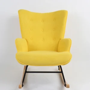 Πολυθρόνα Κουνιστή ArteLibre CANDY CANE Κίτρινο Ύφασμα/Μέταλλο/Ξύλο 91x67x86cm - Image 6