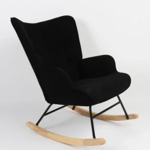 Πολυθρόνα Κουνιστή ArteLibre CANDY CANE Μαύρο Ύφασμα/Μέταλλο/Ξύλο 91x67x86cm - Image 2