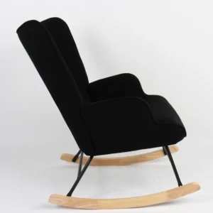 Πολυθρόνα Κουνιστή ArteLibre CANDY CANE Μαύρο Ύφασμα/Μέταλλο/Ξύλο 91x67x86cm - Image 3