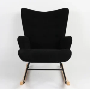 Πολυθρόνα Κουνιστή ArteLibre CANDY CANE Μαύρο Ύφασμα/Μέταλλο/Ξύλο 91x67x86cm - Image 6