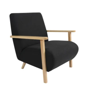 Πολυθρόνα ArteLibre GREVILLEA Μαύρο/Φυσικό Ύφασμα/Ξύλο 82x70.5x85cm