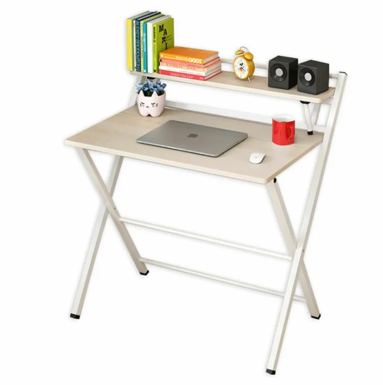 Γραφείο ArteLibre MERGUS Πτυσσόμενο Φυσικό/Λευκό MDF/Μέταλλο 83.5x44.5x92.5cm - Image 2