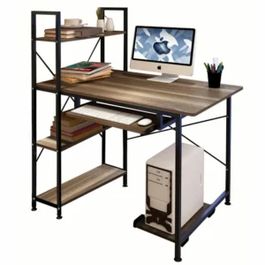 Γραφείο ArteLibre HIBISCUS Καφέ/Μαύρο MDF/Μέταλλο 100x48x118cm - Image 2