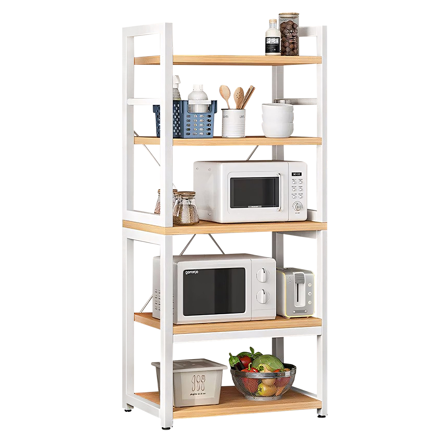 Ραφιέρα Κουζίνας ArteLibre BOAR Φυσικό/Λευκό MDF/Μέταλλο 60x36x150cm Ραφιέρα Κουζίνας ArteLibre BOAR Φυσικό/Λευκό MDF/Μέταλλο 60x36x150cm