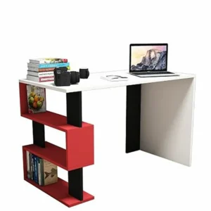 Γραφείο ArteLibre AIGINA Λευκό/Κόκκινο/Μαύρο 120x60x75cm - Image 2