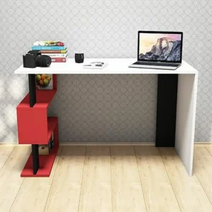 Γραφείο ArteLibre AIGINA Λευκό/Κόκκινο/Μαύρο 120x60x75cm - Image 4