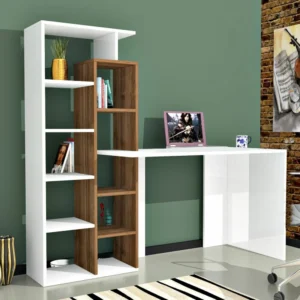 Γραφείο ArteLibre PRIMO Λευκό/Καρυδιά 162x60x148cm - Image 2