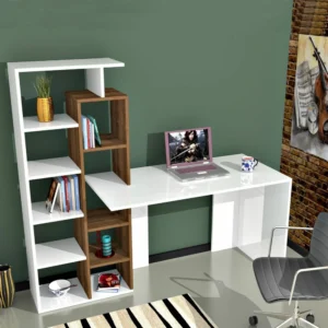 Γραφείο ArteLibre PRIMO Λευκό/Καρυδιά 162x60x148cm - Image 3