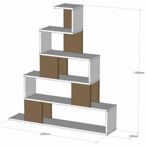 Βιβλιοθήκη ArteLibre PRUNELA Λευκό/Καρυδιά 120x22x131cm - Image 4
