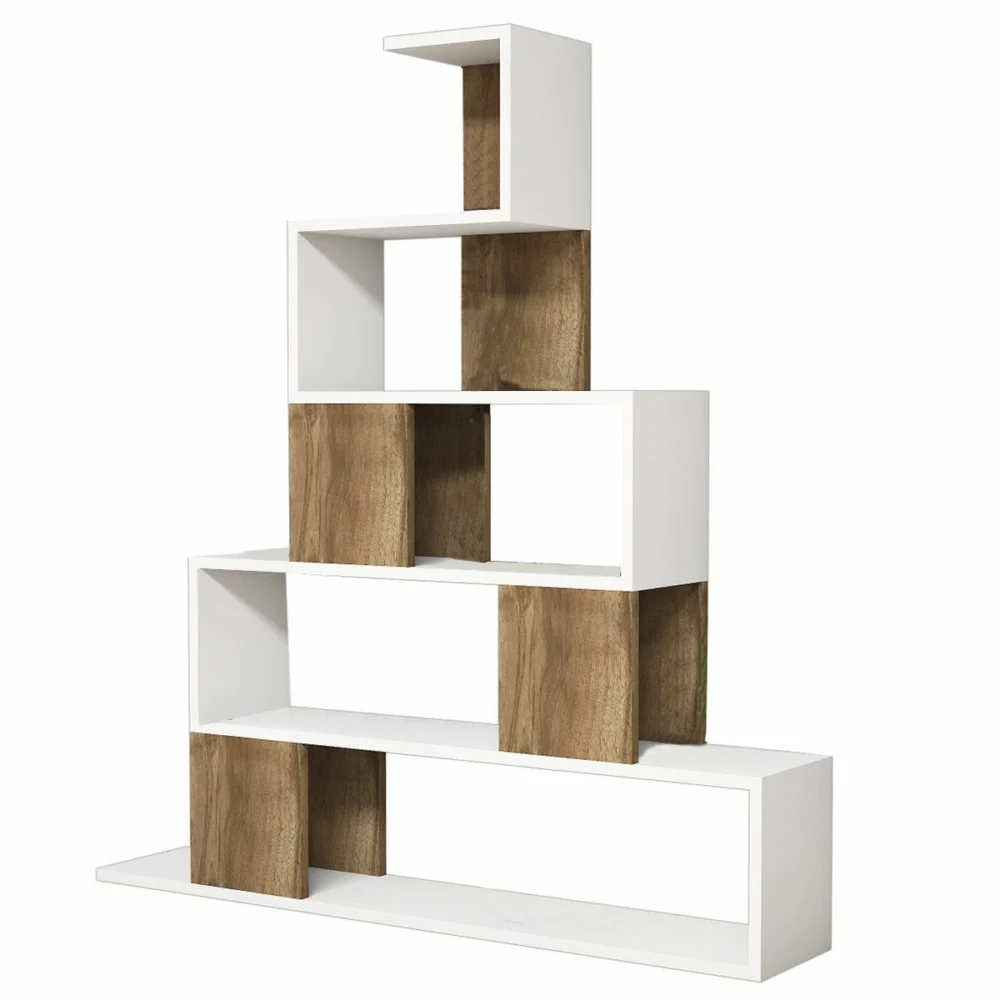 Βιβλιοθήκη ArteLibre PRUNELA Λευκό/Καρυδιά 120x22x131cm Βιβλιοθήκη ArteLibre PRUNELA Λευκό/Καρυδιά 120x22x131cm