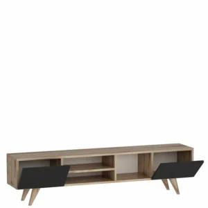 Έπιπλο Τηλεόρασης ArteLibre SKOPELOS Καρυδιά/Μαύρο 160x30x40cm - Image 2