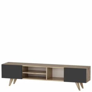 Έπιπλο Τηλεόρασης ArteLibre SKOPELOS Καρυδιά/Μαύρο 160x30x40cm - Image 5