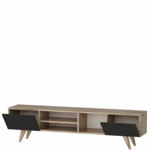 Έπιπλο Τηλεόρασης ArteLibre SKOPELOS Καρυδιά/Μαύρο 160x30x40cm - Image 6