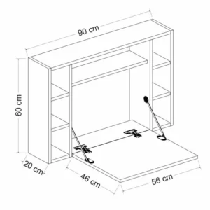 Γραφείο Τοίχου Ανοιγόμενο ArteLibre AMORGOS Λευκό/Καρυδί Μοριοσανίδα 90x20+46x60cm - Image 5