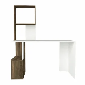 Γραφείο-Βιβλιοθήκη ArteLibre ArteLibre SIROS Λευκό/Καρυδί Μοριοσανίδα/Μελαμίνη 120x60x74/148cm - Image 2