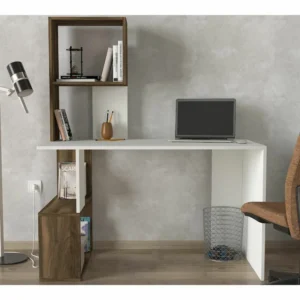 Γραφείο-Βιβλιοθήκη ArteLibre ArteLibre SIROS Λευκό/Καρυδί Μοριοσανίδα/Μελαμίνη 120x60x74/148cm - Image 4