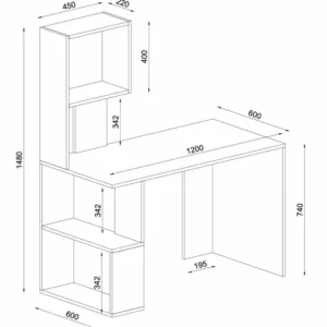 Γραφείο-Βιβλιοθήκη ArteLibre ArteLibre SIROS Λευκό/Καρυδί Μοριοσανίδα/Μελαμίνη 120x60x74/148cm - Image 5