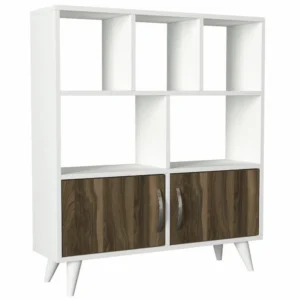 Βιβλιοθήκη ArteLibre Symi Λευκό-Σκούρο Καφέ 90x22x105cm - Image 3