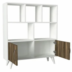 Βιβλιοθήκη ArteLibre Symi Λευκό-Σκούρο Καφέ 90x22x105cm - Image 4